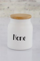 Olbia 300 ML Beyaz Cam Baharatlık Bambu Kapaklı ( Kaşıklı ) 7x10 cm - 3