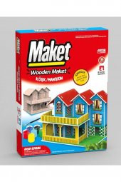 Ahşap köşk Ev Maket Boyama Seti, 6lı Boya Ve Fırça Dahil - 1