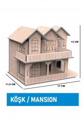 Ahşap köşk Ev Maket Boyama Seti, 6lı Boya Ve Fırça Dahil - 3