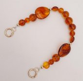 Angel Çanta Aksesuar 38 cm Yaylı Halkalı Kehribar İncili Akrilik Zincir Light Gold Metalli - 2