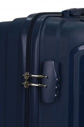 Elatae Premium Polipropilen Kabin Boy Kırılmaz Valiz Lacivert V305 thumbnail 3
