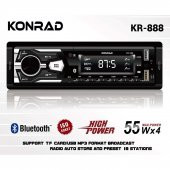 KONRAD KR-888 4X55 WATT ÇİFT USB SD/FM/MMC  BLUETOOTH OTO TEYP - 1