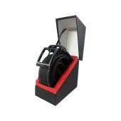 Fossil Siyah Çift Dikiş Suni Deri 4 cm Erkek Kemeri-125Cm thumbnail 5