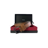 Fossil Taba Çift Dikiş Suni Deri 4 cm Erkek Kemeri-115Cm thumbnail 1