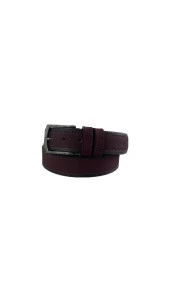 Fossil Bordo Çift Dikiş Suni Deri 4 cm Erkek Kemeri-130 Cm thumbnail 3
