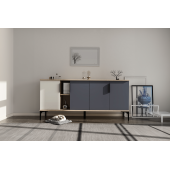 ALONEX Konsol Tarz Konsol 180 cm (Metal Kulp, Antrasit,Beyaz) 180 Cm Yemek Odası Ofis Salon Ünite - 1