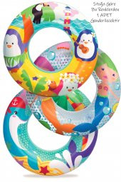 Telvesse Deniz Temalı 3-6 Yaş Simit Yüzme Simidi Havuz Deniz Şişme Yüzücü Simidi 51 cm - 2