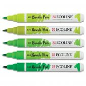 Talens Ecoline Brush Pen Fırça Uçlu Kalem 5 Renk Set GREEN - 1