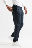 Slimfit Çift Pileli Duble Paça Kemer Detaylı Yazlık Erkek Kumaş Pantolon - 2