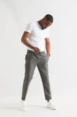 Slimfit Kapamasız Çizgili Beli Lastikli İplikli Duble Ve Dar Paça Erkek Jogger Pantolon - 4