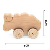 Ahşap Oyuncak Tekerlekli Araba Hayvan Model-1 - 4