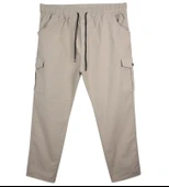 Kargo Cepli Büyük Beden Gabardin Pantolon Bej - 6