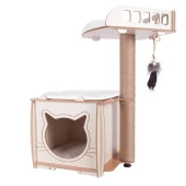 Patihomes XL Lâl Yataklı Tırmalamalı Kedi Evi - 1