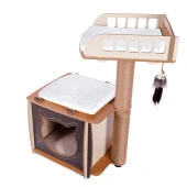 Patihomes XL Lâl Yataklı Tırmalamalı Kedi Evi - 3
