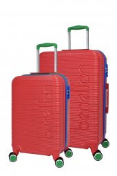 United Colors Of Benetton Lüx Abs 2li Valiz Seti Orta Boy - Kabin Boy Kırmızı BNT500 thumbnail 1
