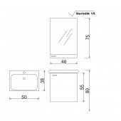 Denko Terra 50 cm MDF Antrasit Gri Banyo Dolabı Aynalı Üst Modül - 3