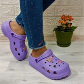 Sonimix 12901 Lila Renk Taşlı Kalın Tabanlı Bayan  Terlik thumbnail 3