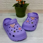 Sonimix 12901 Lila Renk Taşlı Kalın Tabanlı Bayan  Terlik thumbnail 7