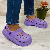 Sonimix 12901 Lila Renk Taşlı Kalın Tabanlı Bayan  Terlik thumbnail 6