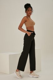 Siyah Bağcıklı Palazzo Günlük Pantolon - 2