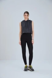 Büyük Beden Yüksek Bel Toparlayıcı Fitilli Tayt - 1