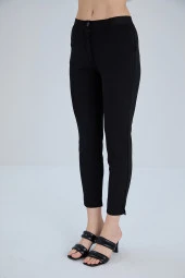 Siyah Pantolon Günlük Kemer Detaylı Lastikli - 2