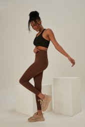 Kahve Seamless Dikişsiz Toparlayıcı Açık Tayt Belden Inceltici Ve Sıkılaştırıcı Yüksek Bel - 5