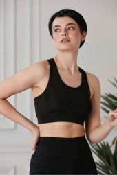 Siyah Spor Büstiyer Spor Rambo Kesim Büstiyer Bra - 3