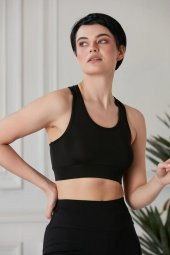 Siyah Spor Büstiyer Spor Rambo Kesim Büstiyer Bra - 7