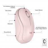 Logitech M240 Sessiz Kompakt Kablosuz Bluetooth Mouse - Pembe - 5