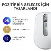 Logitech MX Anywhere 3S Kompakt 8000 DPI Optik Sensörlü Sessiz Bluetooth Kablosuz Mouse - Beyaz thumbnail 2