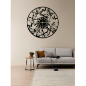 ALPHA METAL DESIGN Kelebekli Duvar Saati - 41X41 Cm Metal Duvar Saati - Siyah Duvar Saati AMD3000 - 2