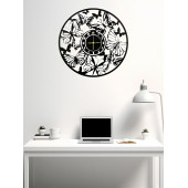 ALPHA METAL DESIGN Kelebekli Duvar Saati - 41X41 Cm Metal Duvar Saati - Siyah Duvar Saati AMD3000 - 3