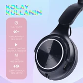 M6 Pro Cat RGB Led Işıklı Kedi Kulağı Band Tasarımlı Ayarlanabilir ve Katlanabilir Kulak Üstü Bluetooth Kulaklık - 8