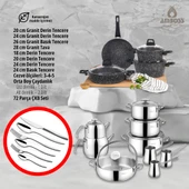 Amboss 93 Parça Granit ve Paslanmaz Çelik Tencere Çeyiz Seti thumbnail 1