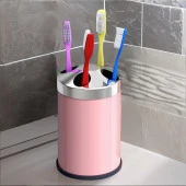 Set Üstü Diş Fırçalık Banyo Metal Diş Fırçası Kabı Kutusu Pembe - 7