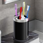 Set Üstü Diş Fırçalık Banyo Metal Diş Fırçası Kabı Kutusu Siyah - 7