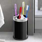 Set Üstü Diş Fırçalık Banyo Metal Diş Fırçası Kabı Kutusu Siyah - 2