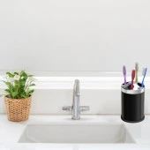 Set Üstü Diş Fırçalık Banyo Metal Diş Fırçası Kabı Kutusu Siyah - 4