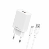 DVIP N14 2.4A UsbA to Type-C Kablolu Hızlı Şarj Aleti Set Beyaz thumbnail 1