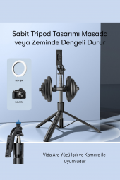 YESİDO Bluetooth Uzaktan Kumanda Cep Telefonu Tutucu Tripod Uzatılabilir Selfi Çubuğu SF13 - 5
