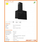 Silverline 3364 LINK FLAT Siyah Cam Duvar Tipi Davlumbaz 60 cm - 3