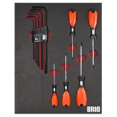 Brio Tornavida Torx (Tork) Seti Ve Allen Seti Uzun 14 Parça Sünger Yataklı - 1