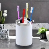 Set Üstü Diş Fırçalık Banyo Metal Diş Fırçası Kabı Kutusu Beyaz - 5