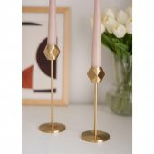 The Mia BRS0144 Brass Pirinç Kare Şamdan 2 Li Set 21*17 Cm - 1