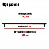 Mobilya Çekmece Dolap Kapak Kulpu Kulbu 256 mm Mat Siyah Metal Kulp - 4