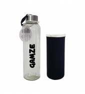 Kişiye Özel Siyah Kılıflı Cam Matara 500 ml HK2671 - 2