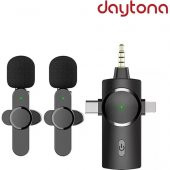 DAYTONA K9-C2 Type-C+iPHONE+3,5mm 2liYAKAMİKROFON KABLOSZ (Gir:Lightning+Tip-C+3,5mm=>Çık:2MİKROFON) - 1