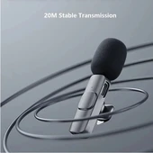 Daytona K9-C2 TYPE-C+Lightning kablosuz 2'li yaka mikrofonu (1Adet Kablosuz Alıcı + 2Adet Mikrofon) (3-in-1) thumbnail 5