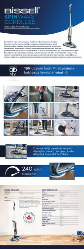 Bissell SpinWave Cordless Kablosuz Zemin Silme Makinesi - 5